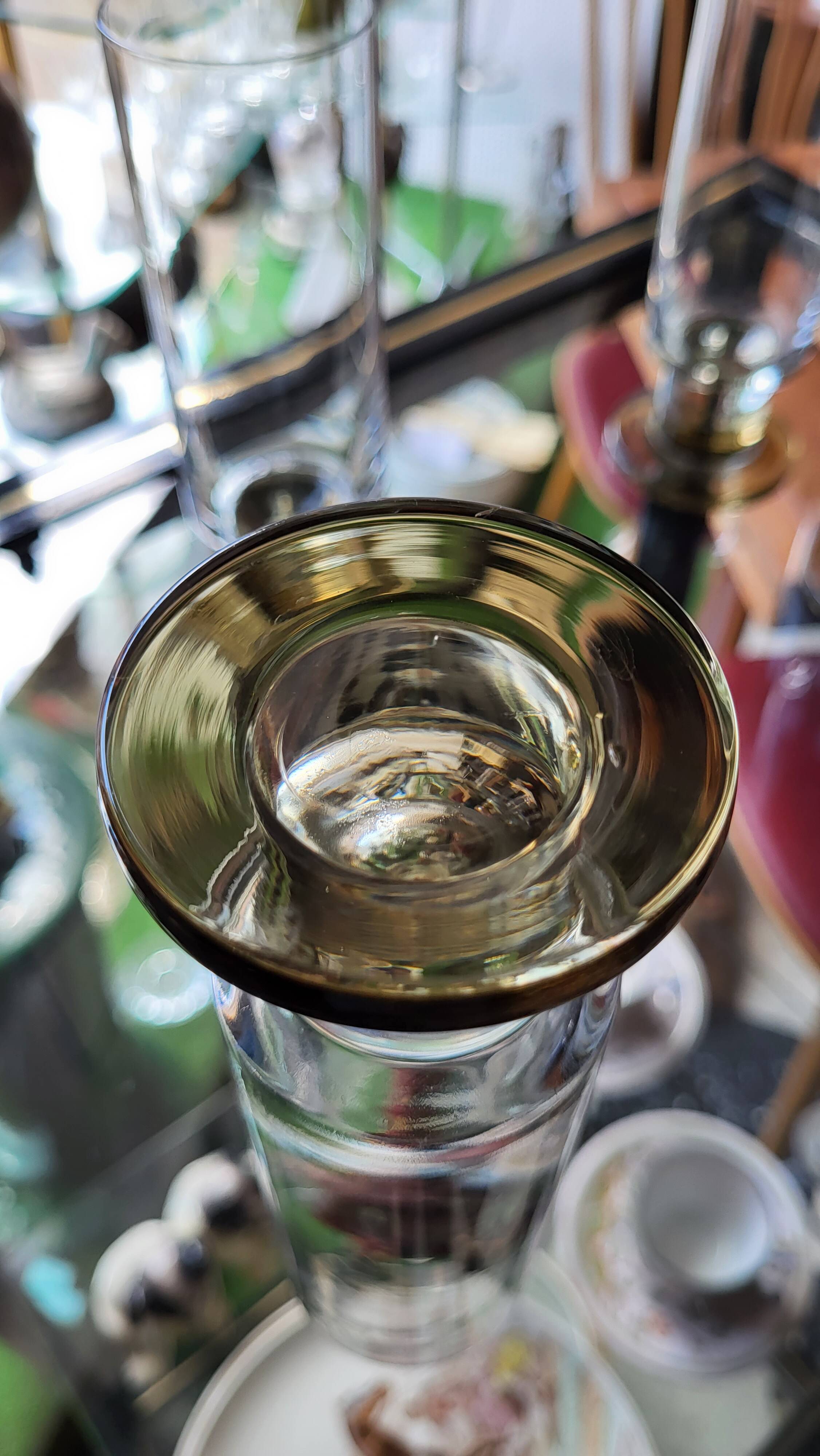 Set of 6 smoked champagne flutes Vintage 1970