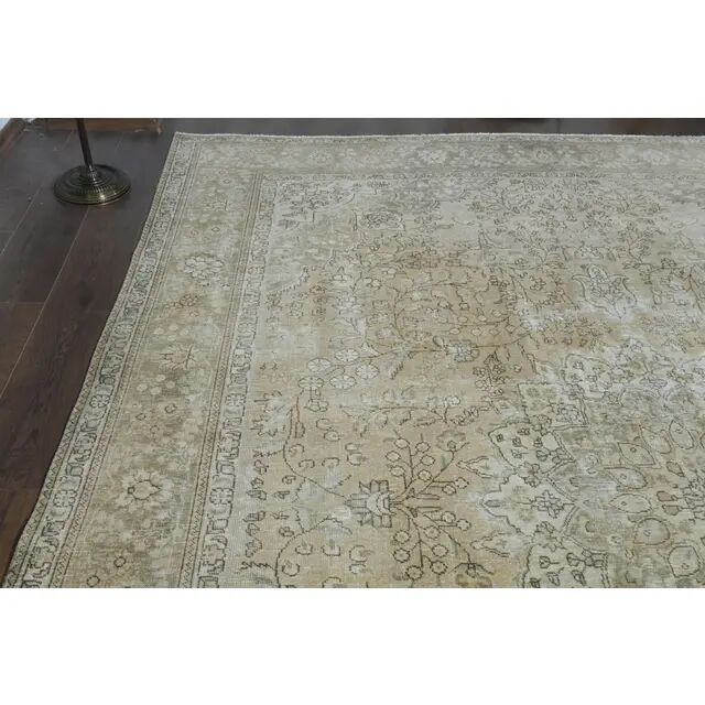1970s Vintage Persian Handmade Wool Cotton Orange Area Rug 282x377