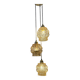 Suspension triple globes vintage en verre ambré bulle