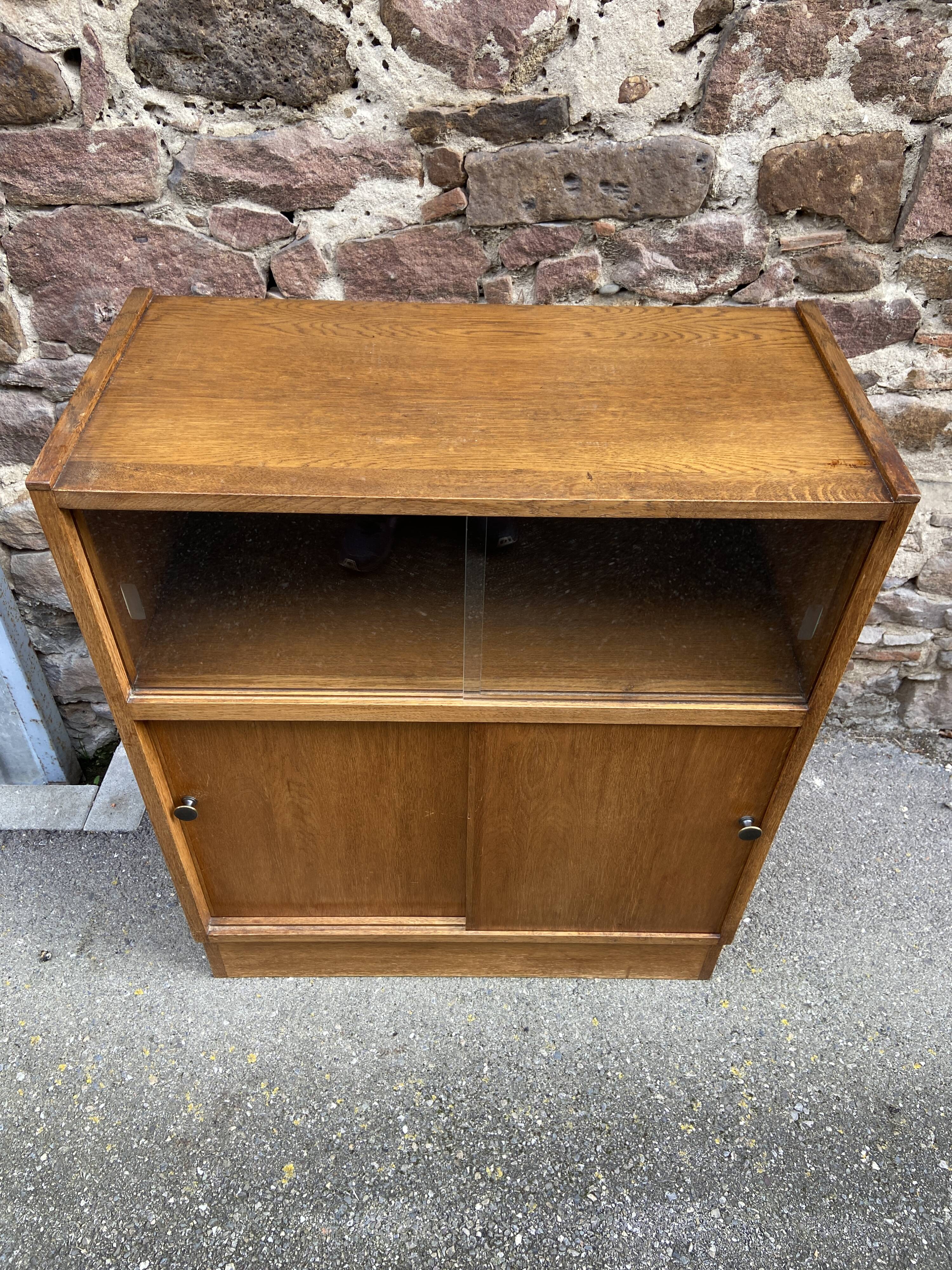 Oak Library 1960-70s French Design shop window industrial Art Deco