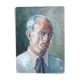 Portrait of a man with oil painting. Oil on Isorel. Oil painting. 1930s. Vintage portrait.