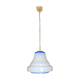 Bell hanging lamp in white and blue opaline 60s