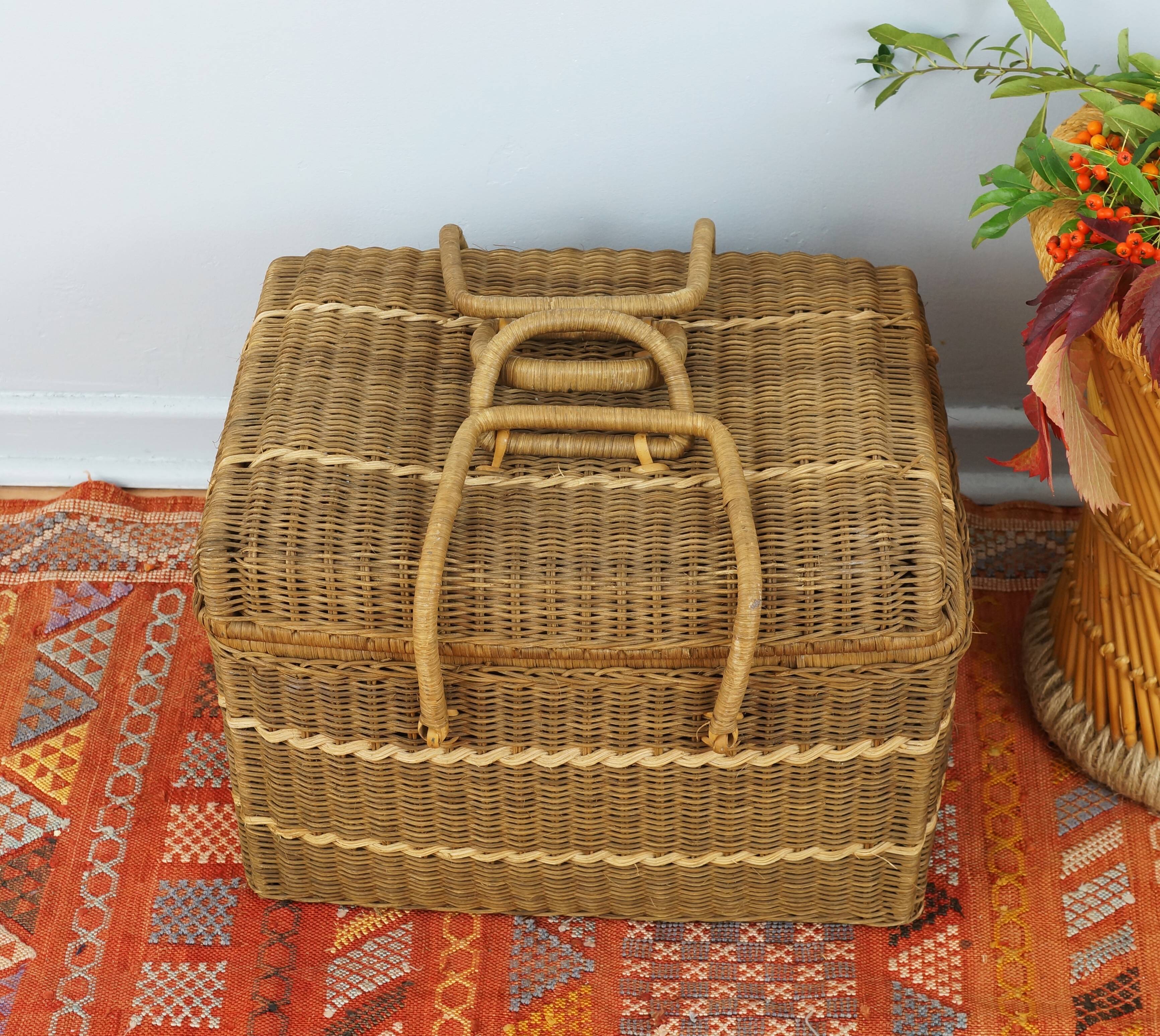 Vintage wicker trunk