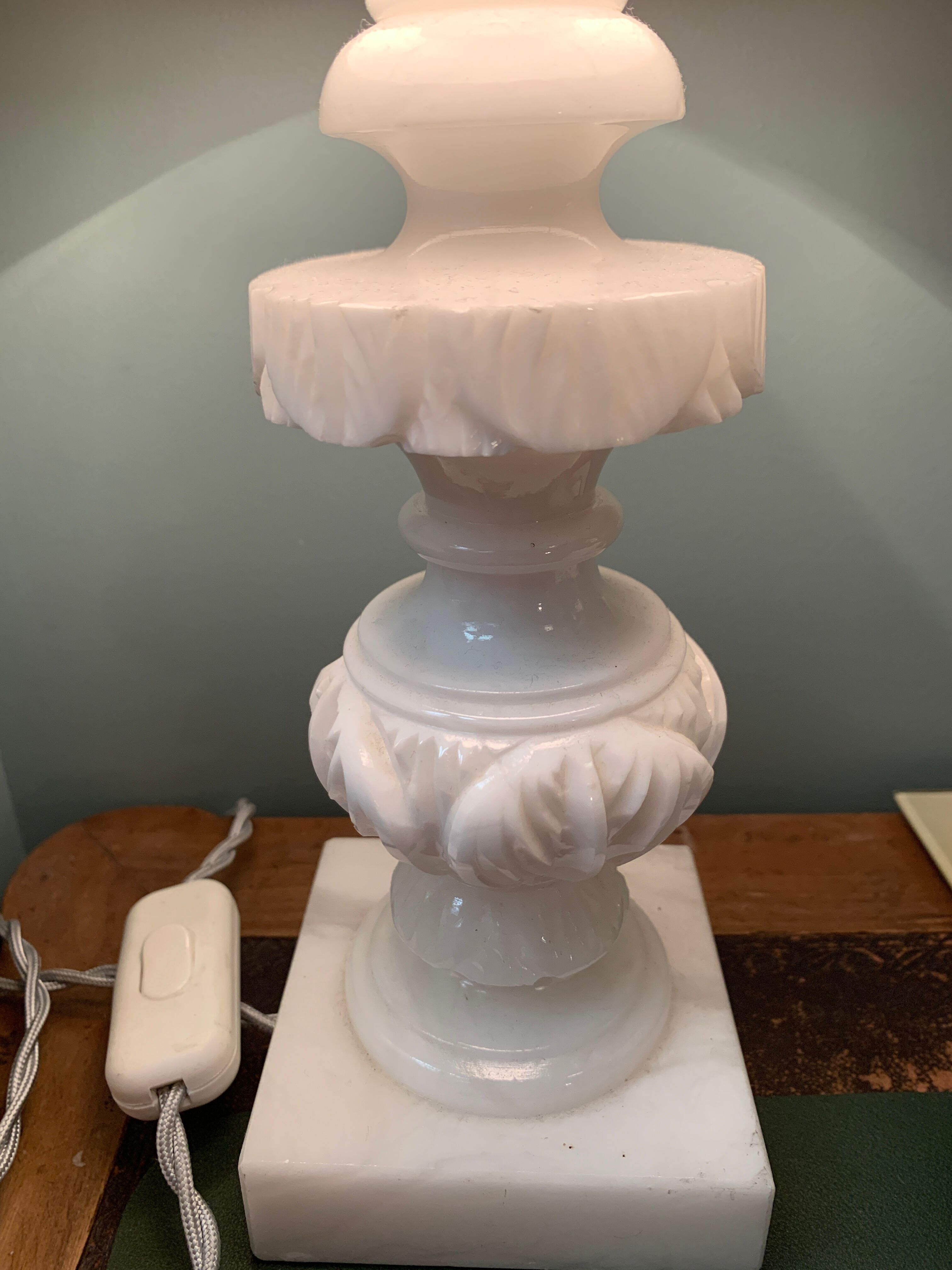 Carved marble lamp
