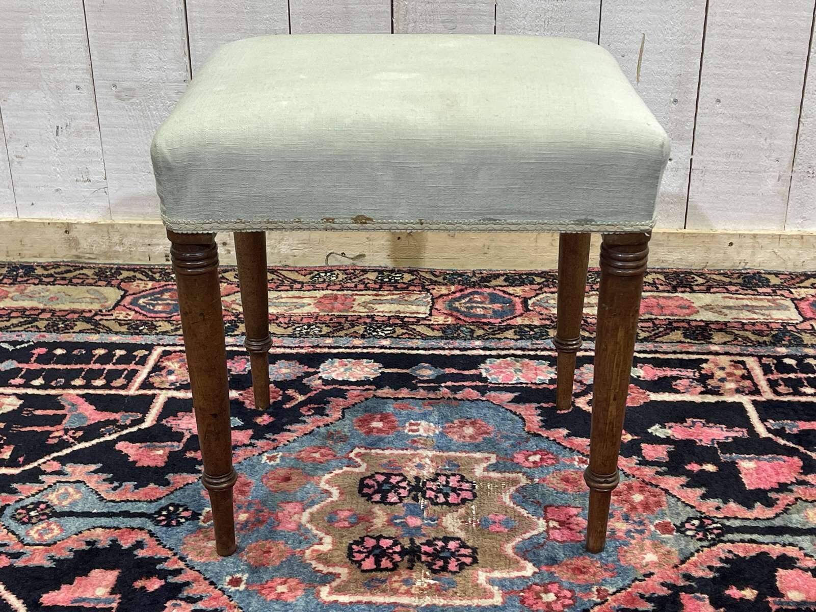 1950s English vanity stool in walnut.
