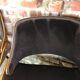 Scandinavian style chairs in curved plywood covered with brown fabric