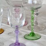 8 mismatched vintage glass and crystal liqueur glasses