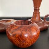 Series of 4 vintage wooden candle holders