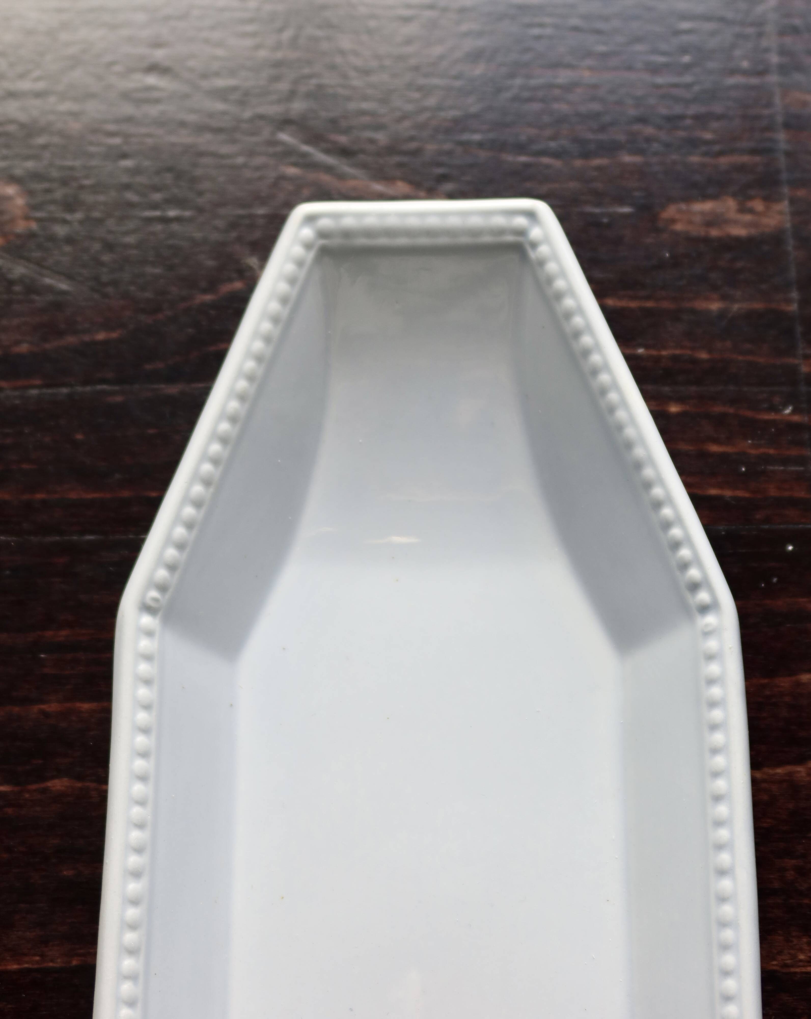 Antique octagonal serving dish from Creil and Montereau - Perles pattern - Pale blue-grey