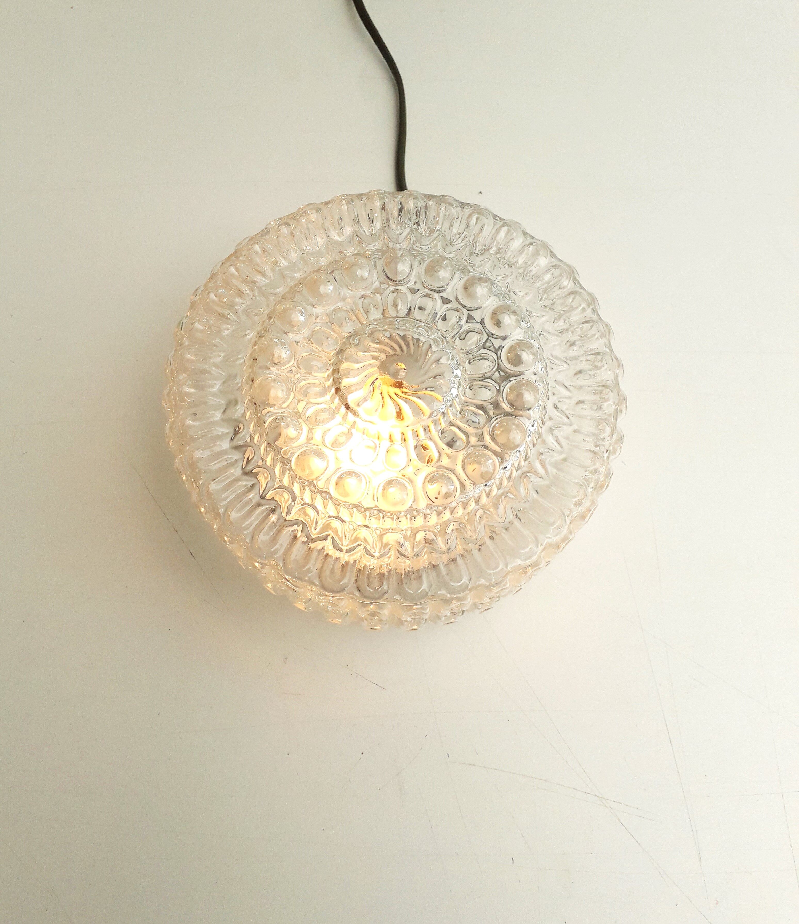 Vintage ceiling lamp / wall lamp - Molded glass - Round shape - 1970
