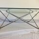 Vintage glass and chrome metal coffee table 1960