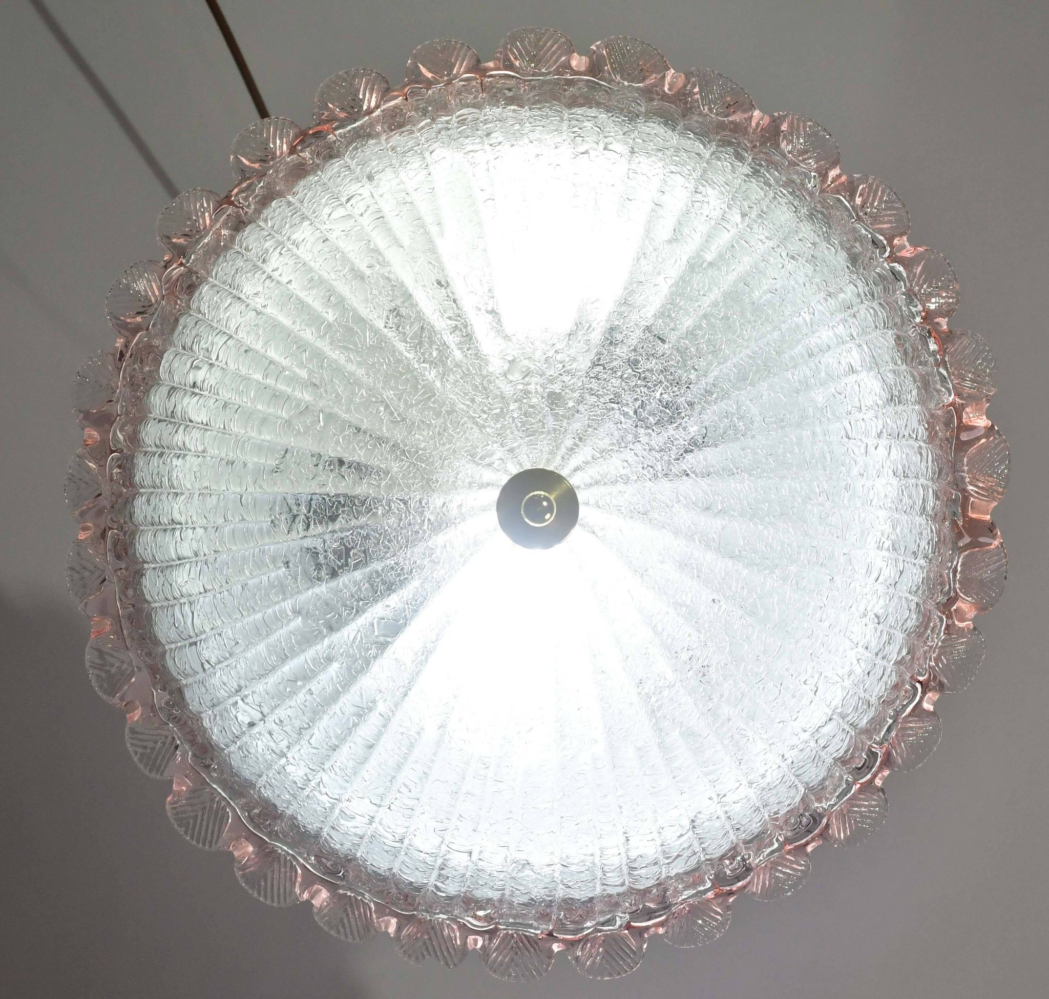 Precious Italian pink Murano glass ceiling fixture, Murano, 1970