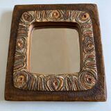 Arts & crafts 1970 mirror in incised resin
