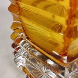 Jarrón de cristal con base de plata. Italia, 1970s