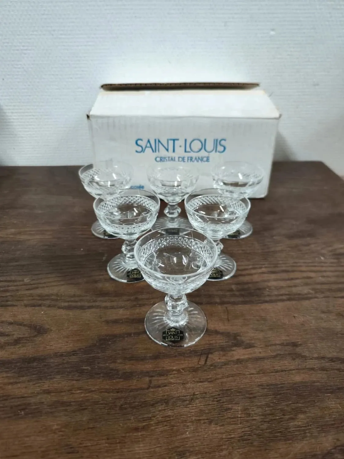 Set of 6 crystal digestif glasses from Saint Louis Trianon - NEW