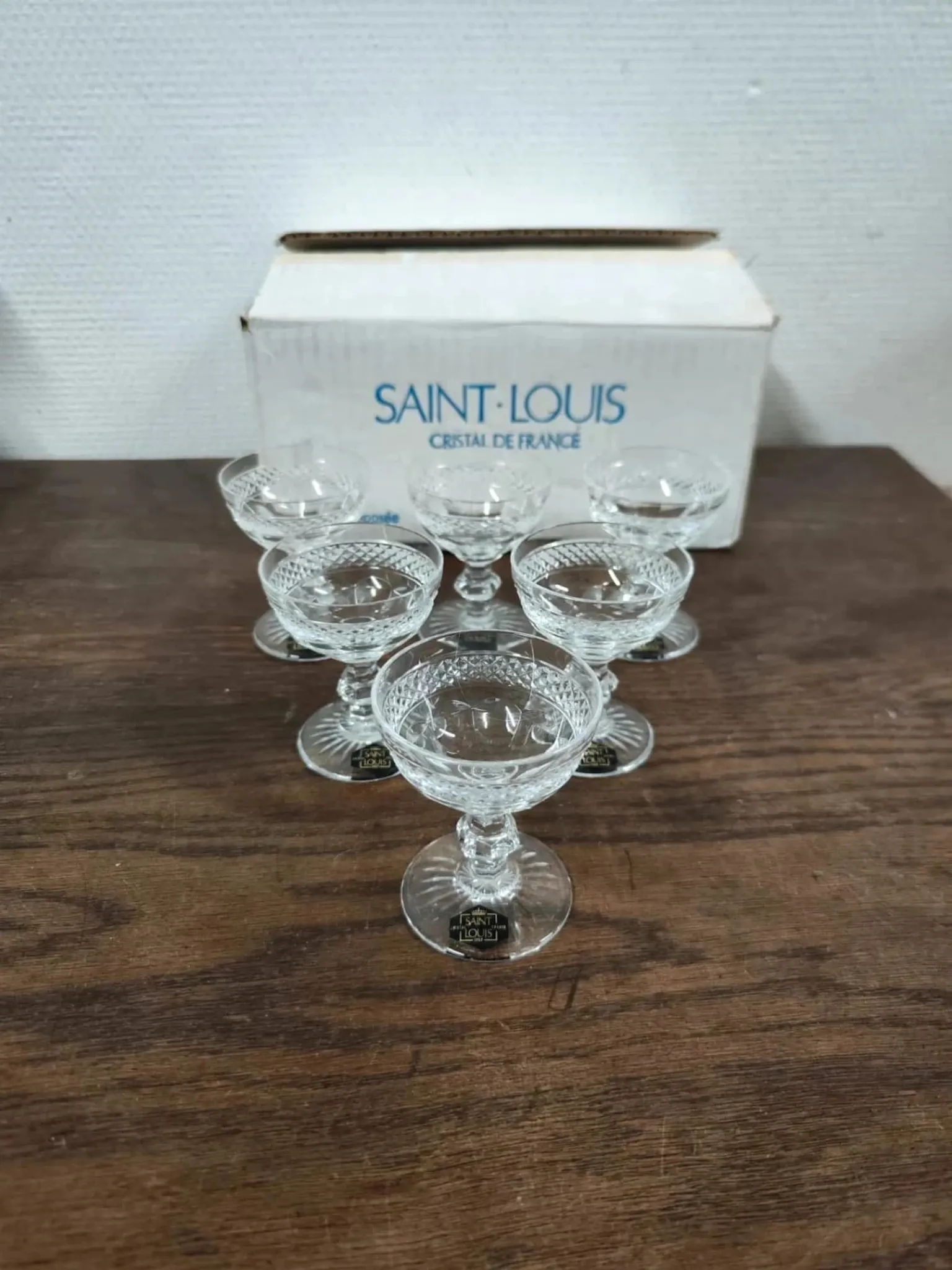 Set of 6 Saint Louis Trianon crystal liqueur glasses