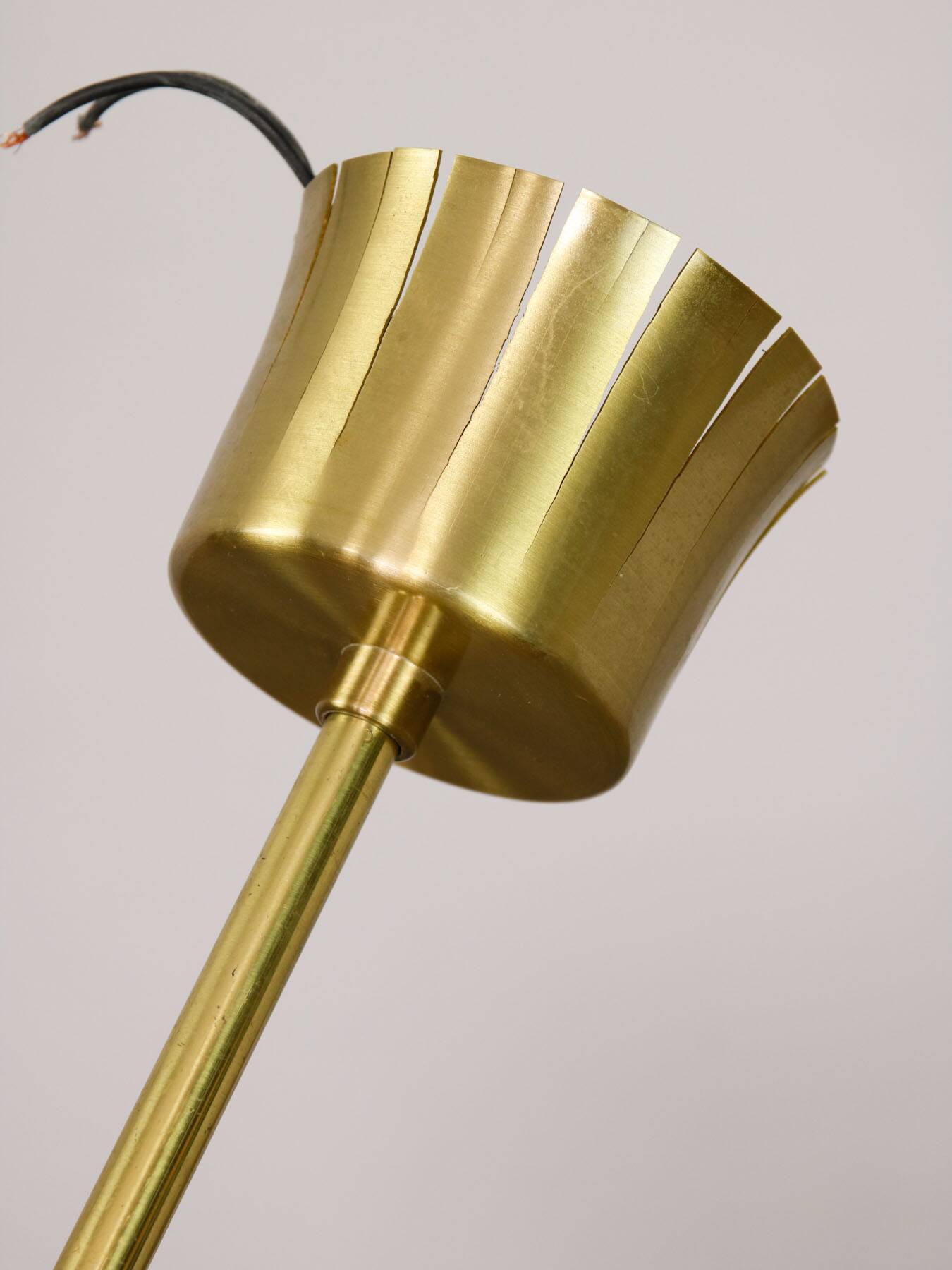 Big Mid-Century Italian Opaline & Brass Globe Pendant Lamp