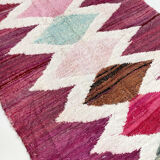 Berber carpet Kilim Boucherouite pink with colored diamonds 306x171cm