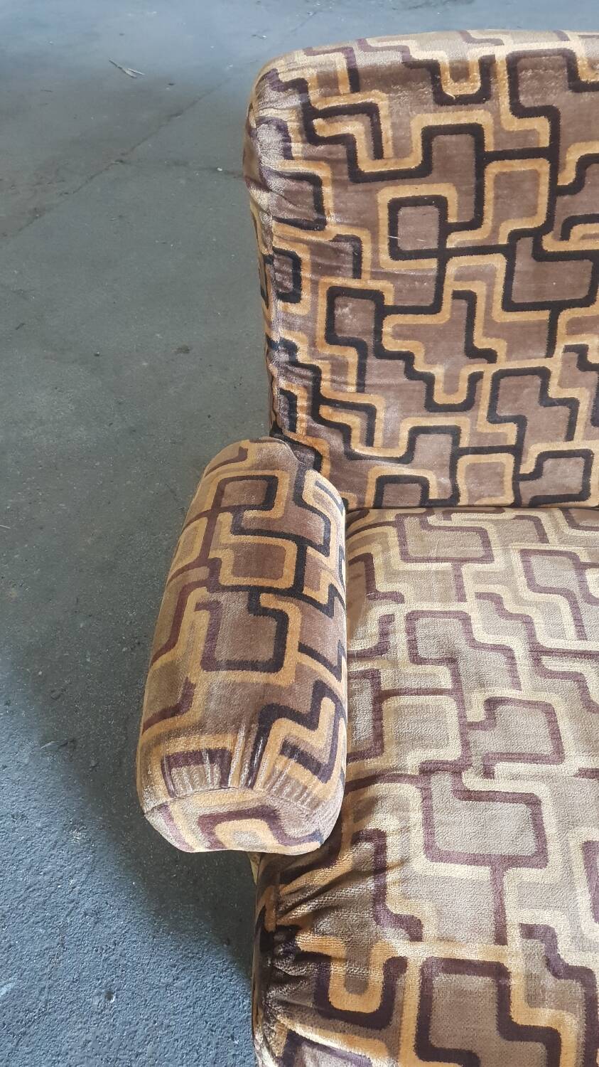 1970s velvet convertible sofa