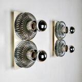 Pair of double spring wall lights by Philippe Rogier for Oxar, France, 1970s
