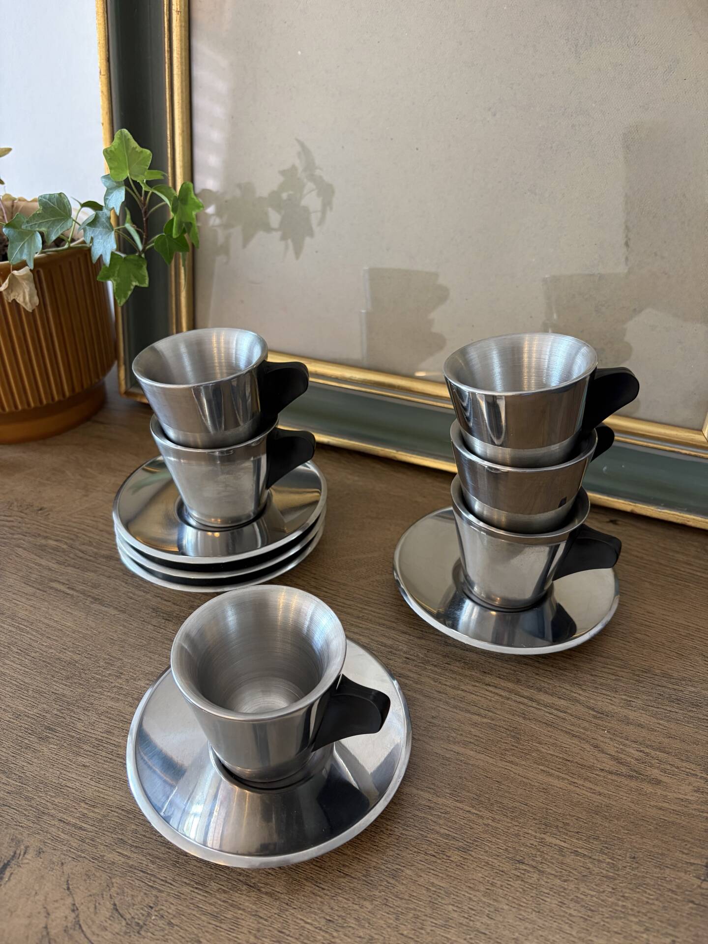 Ikea trivsel vintage 90s espresso coffee service – stainless steel – set of