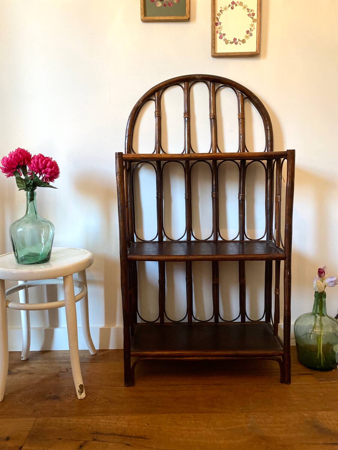 Vintage rattan bookcase