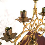 Pair of candlesticks Rocaille in gilded bronze