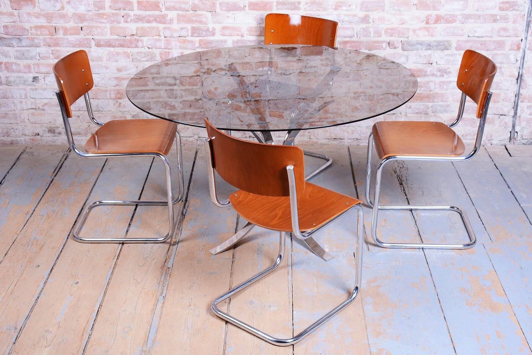 Mid-Century Modern Dining Table in Chrome and Glass by O. Borsani, 1960s