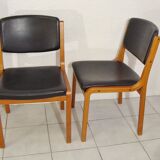 Pair of chairs 1950/60 leather and wood