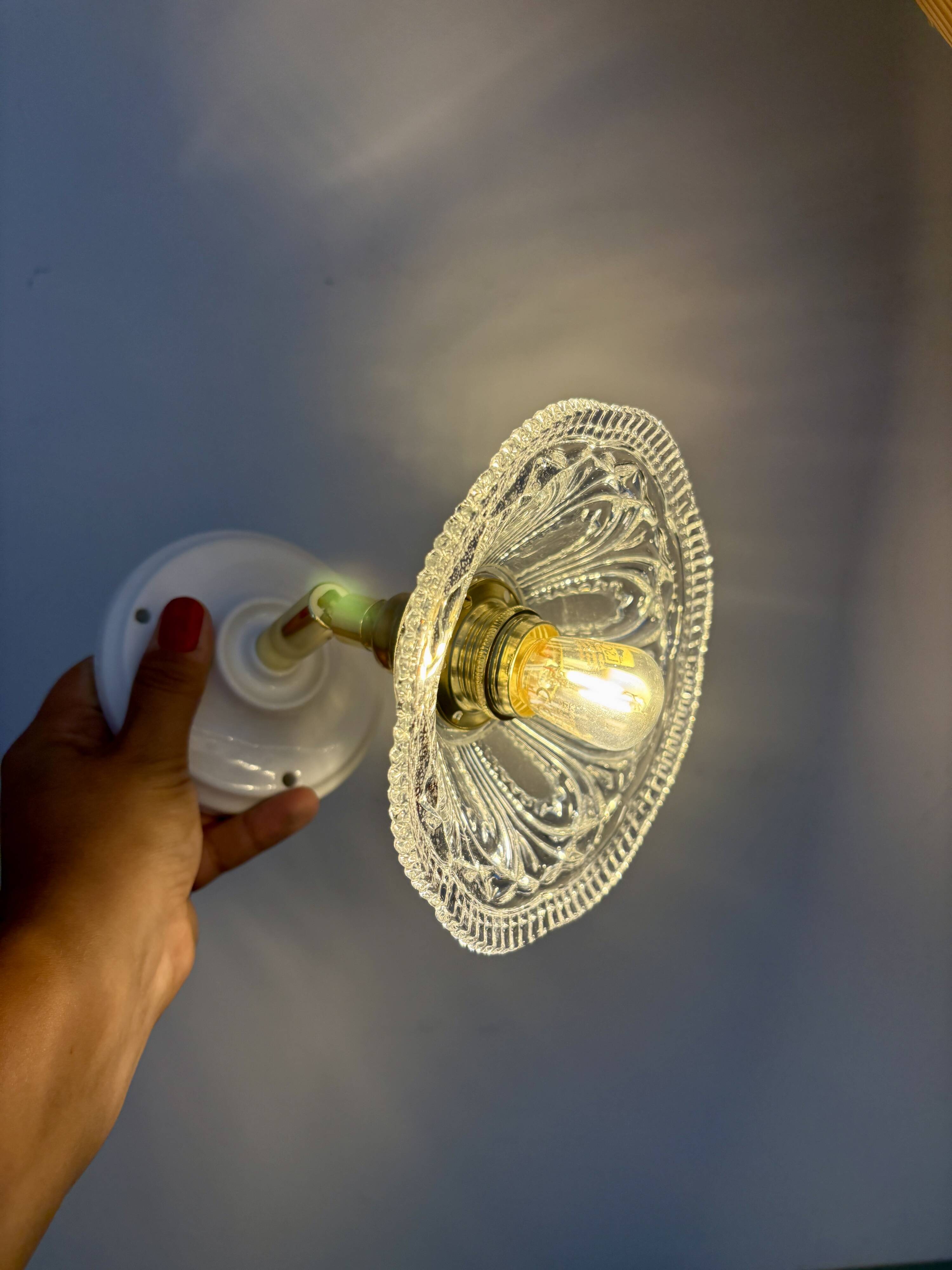 Vintage glass cut lampshade - tableware collection