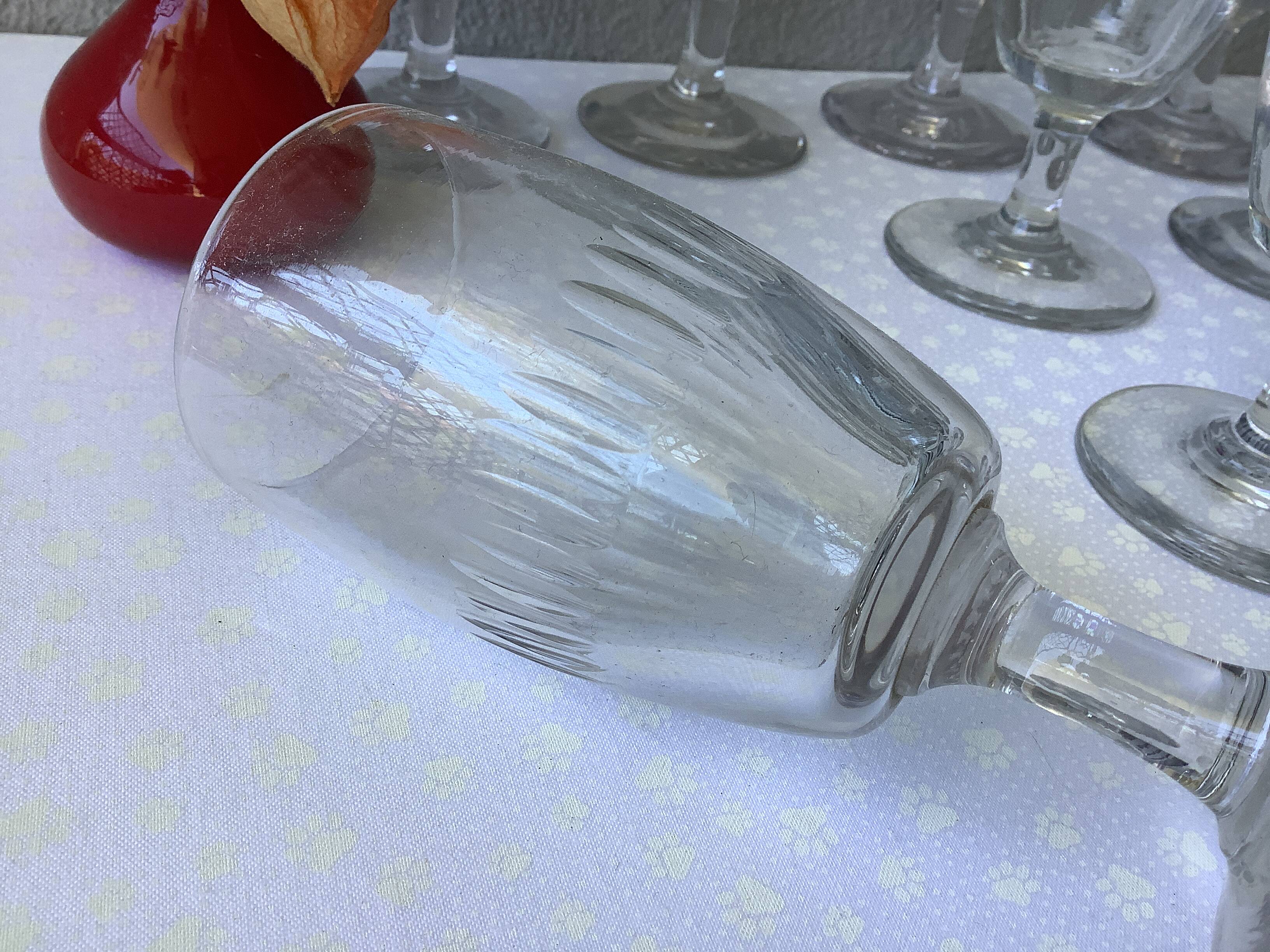 Antique wine glasses half-crystal - France circa 1900