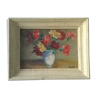 Peinture à l'huile Bouquet d'Oeillets