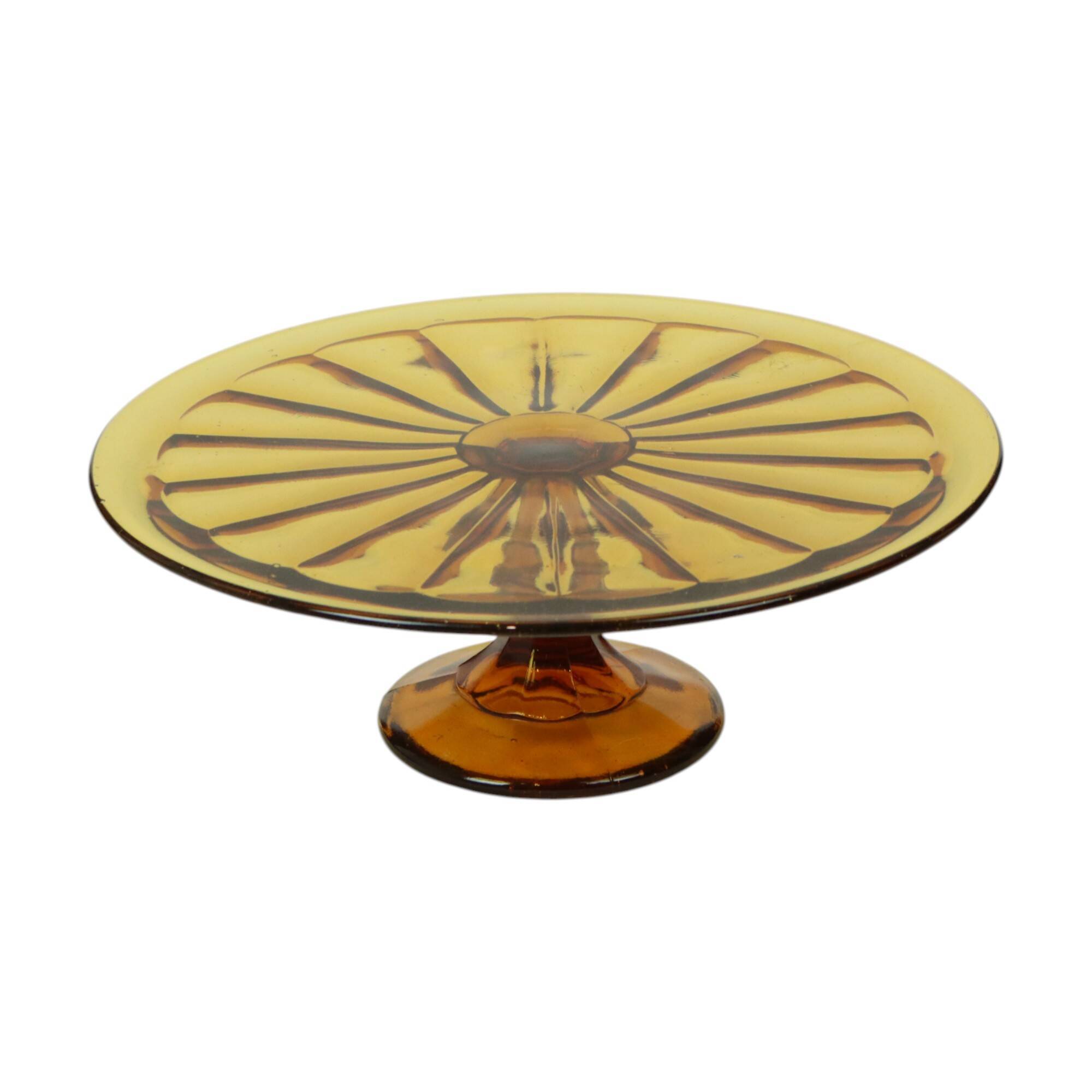 Amber Art Deco Cake Stand Pastry Dish Scailmont
