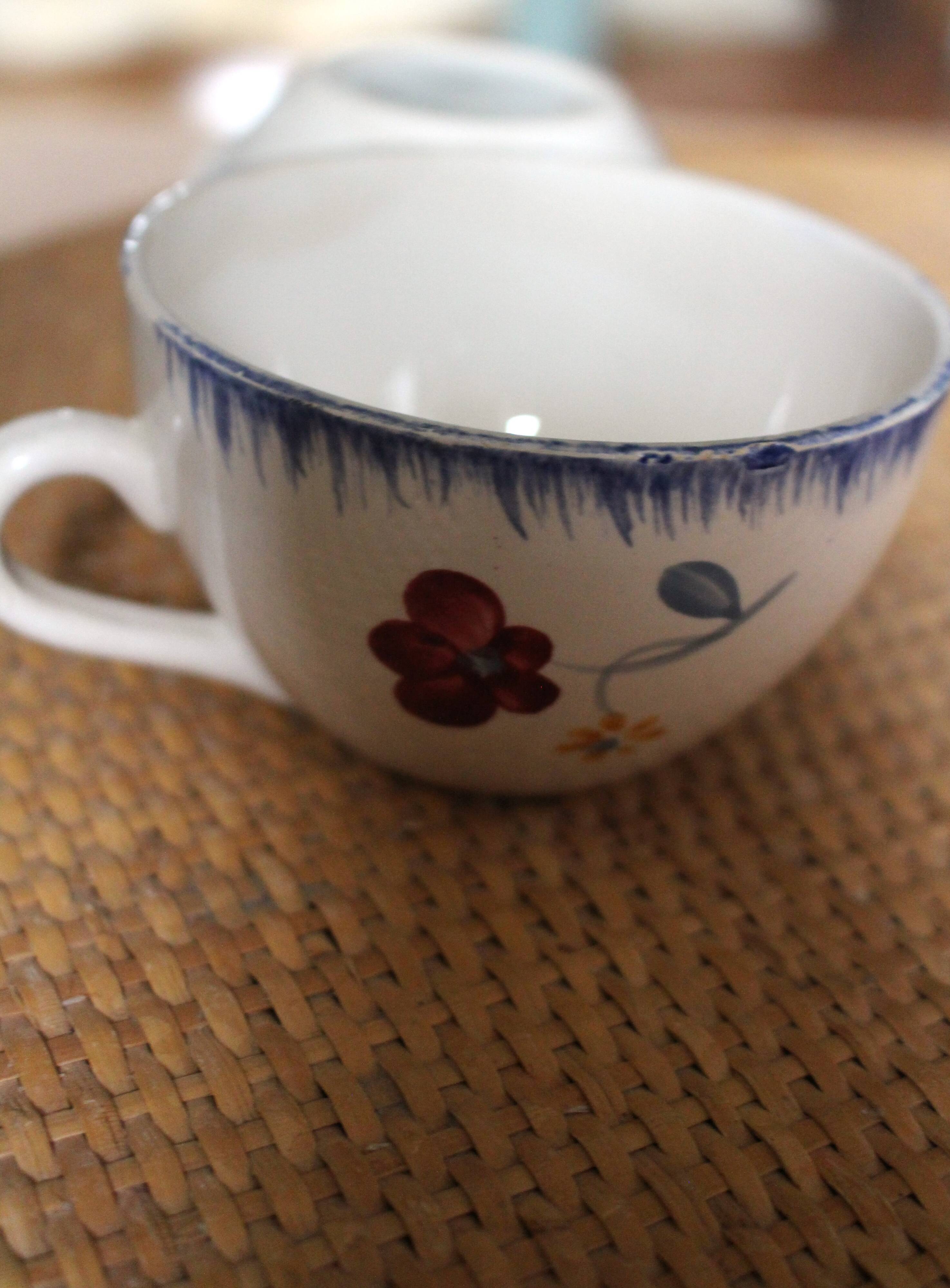 Set of 2 Blue Ninette Marie Lou Digoin Sarreguemines cups
