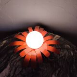 Orange metal flower lamp, 1970