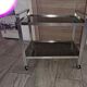 Mid Century Italian steel & Smoked Glass Serving Trolley