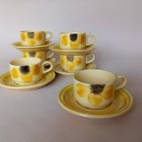 6 Gien "Sun" coffee cups