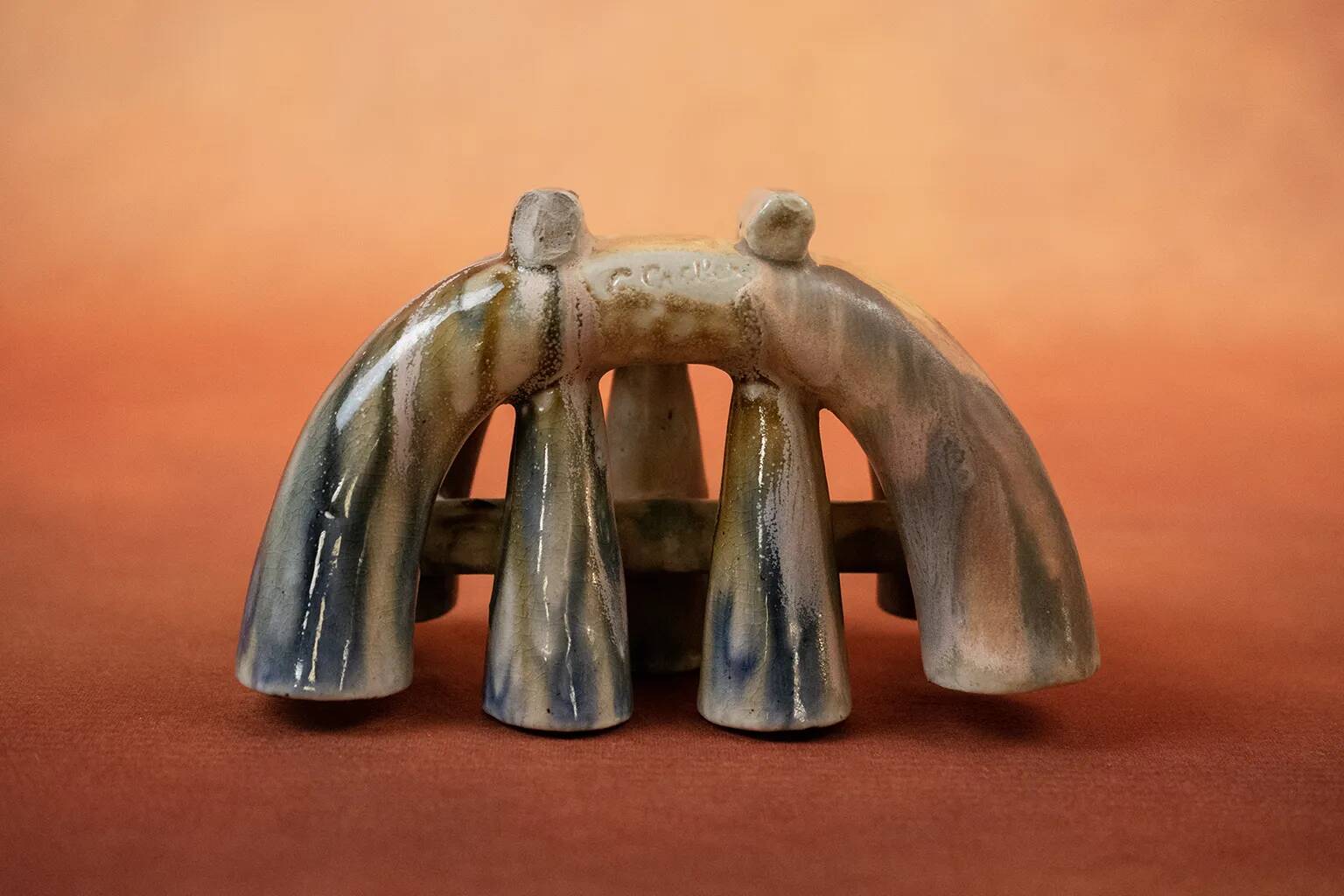 Art Nouveau flower pot in flamed stoneware by Charles Greber