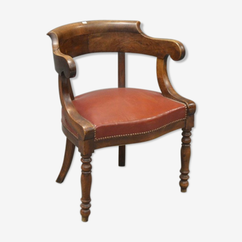 Fauteuil de bureau Louis Philippe cuir