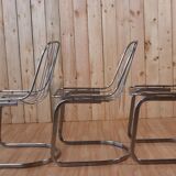Series of 6 tubular steel chairs