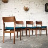 Scandinavian teak and duck blue chairs