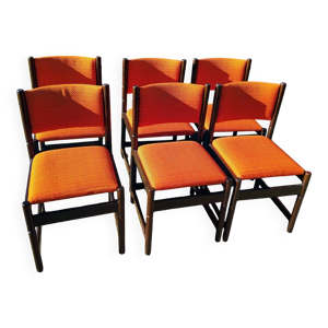 6 chaises vintage bois - orange