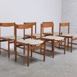 Set of 6 dining chairs in oak by Meubelatelier Vanda Watervliet, 1960s