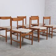 Set of 6 dining chairs in oak by Meubelatelier Vanda Watervliet, 1960s