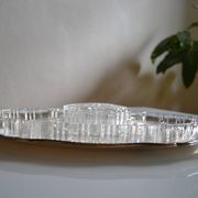 Plat serviteur apéritif métal argenté poinçon HKE et verre