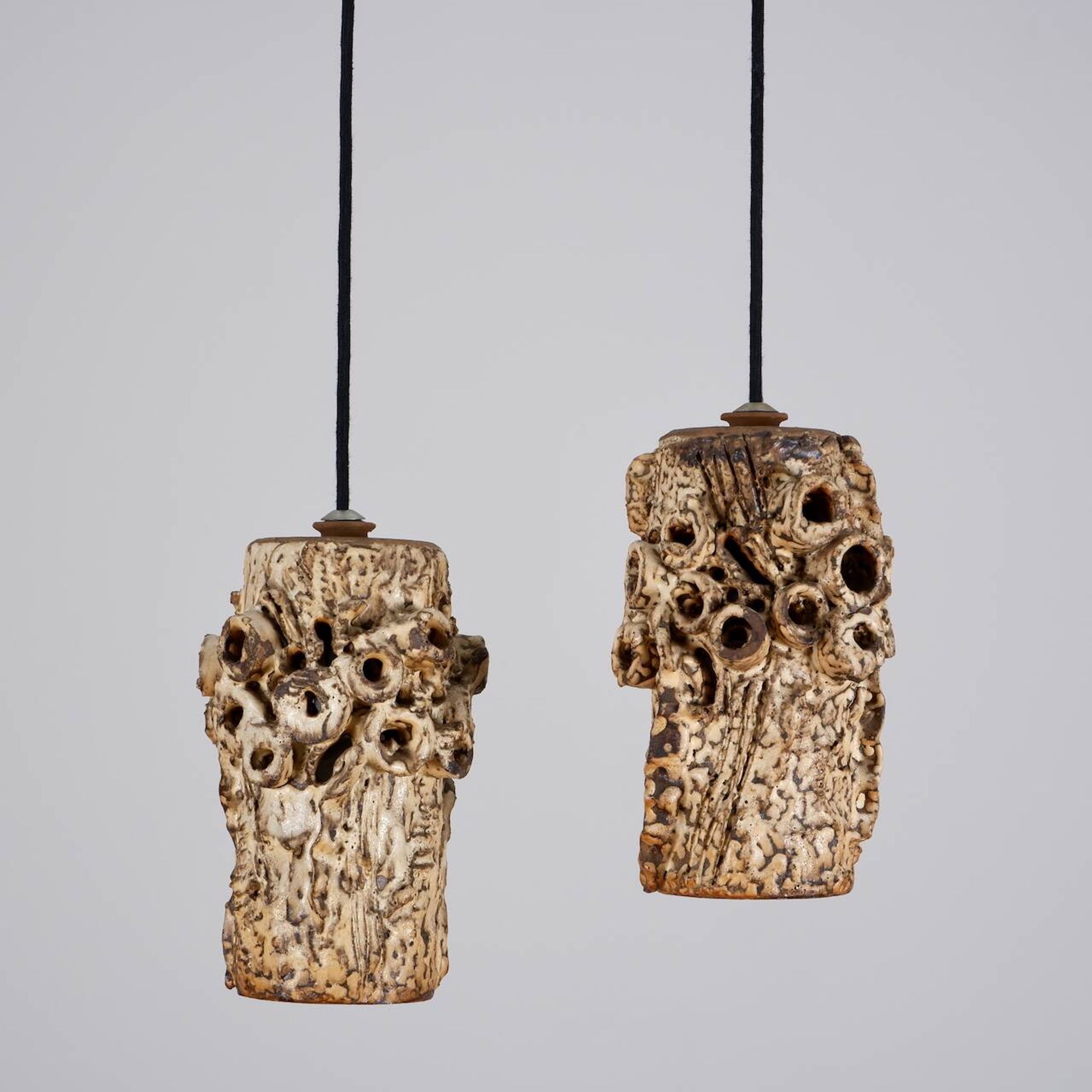 Sculptural ceramic pendant lamps by Bodil Marie Nielsen