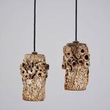Sculptural ceramic pendant lamps by Bodil Marie Nielsen