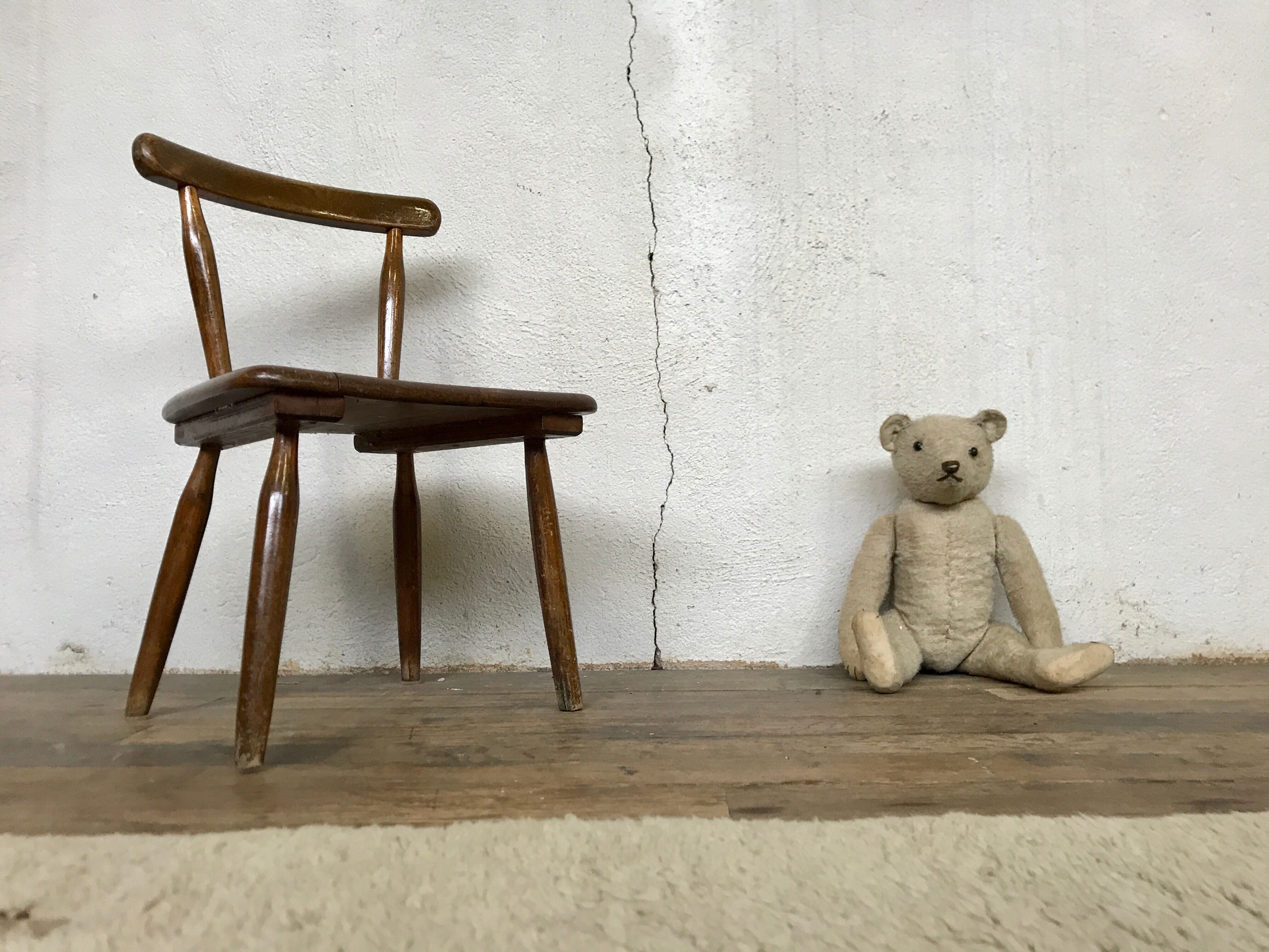 Brutalist primitive style wooden chair