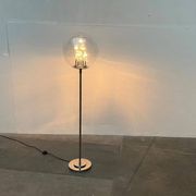 Spherical chrome and glass planetary floor lamp from the mid-century German space age by Doria Leuchten, 1960s.