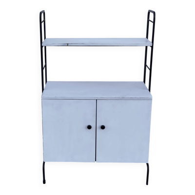 Petit buffet étagère métal et bois peint vintage 1950